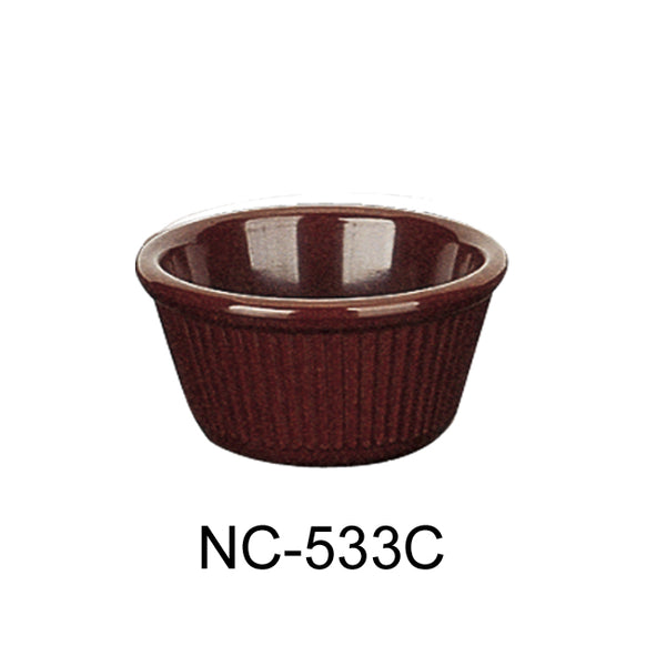 Yanco Accessories (Melamine) Melamine 3 3/8" x 1 1/2"H, 4 OZ FLUTED RAMEKIN CHOCOLATE