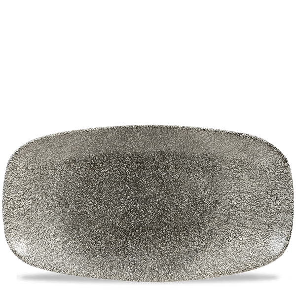 Raku Quartz Black  Chefs Oblong Plate 13 7/8X7 3/8" Box 6