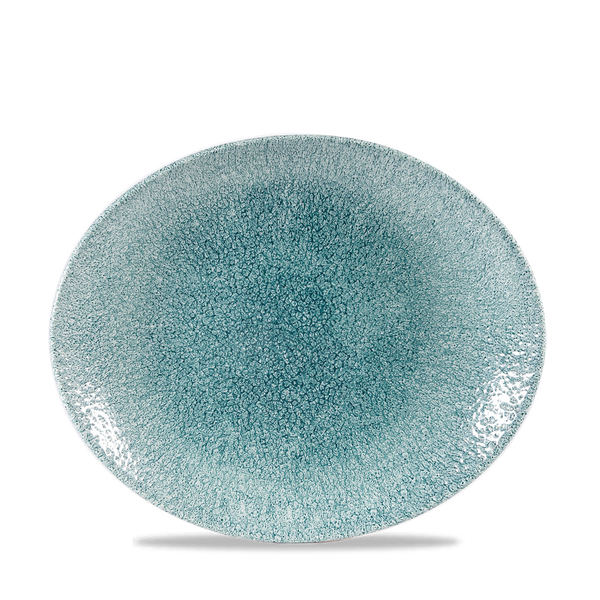 Raku Jade Green Orbit Oval Coupe Plate 10 5/8" Box 12