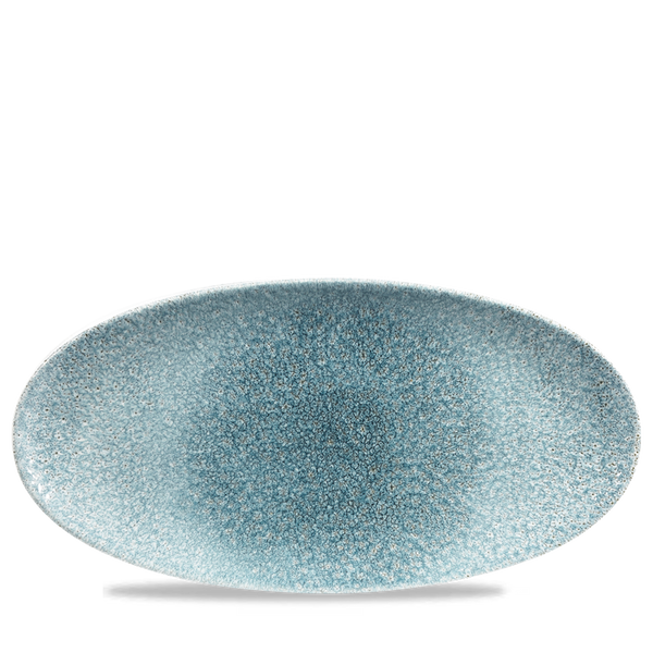 Raku Topaz Blue Oval Chefs Plate 13 3/4X6 3/4" Box 6