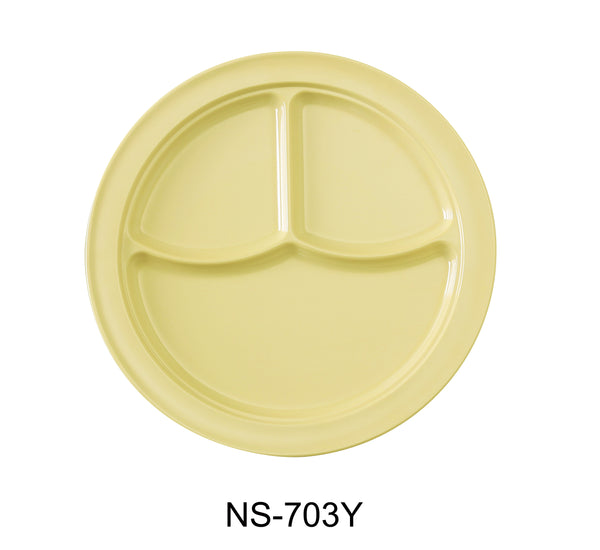 Yanco Nessico Melamine 10 1/8", 3-COMPARTMENT PLATE YELLOW