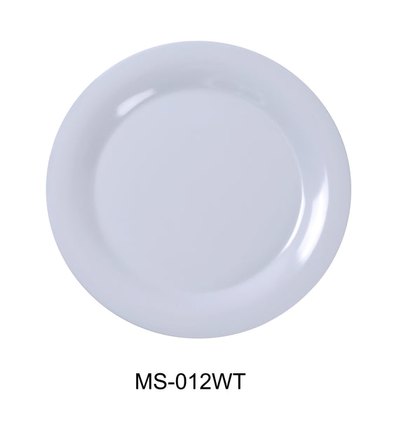 Yanco Milestone Melamine 12" WIDE RIM ROUND PLATE WHITE