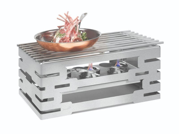 Multi-Chef™ 10" Stainless Steel Warmer Kit w/ Grill, 3 Fuel Holders, & Reversible Burner Stand, 1SET