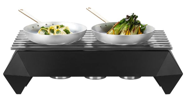 Diamond Multi-Chef™ 7" Black Matte Warmer Kit w/ Grill, 3 Fuel Holders, and Reversible Burner Stand