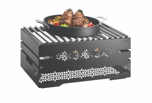 Mosaic Multi-Chef™ 10" Black Matte Warmer Kit w/ Grill, 3 Fuel Holders, & Reversible Burner Stand