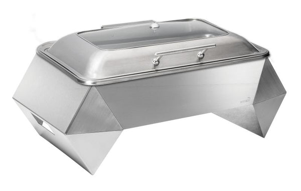 Diamond Multi-Chef™ 10” Stainless Steel Chafer w/Soft Closing Lid, 3 Fuel Holders & Reversible Burner Stand, 1 EA