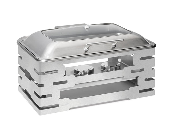 Multi-Chef™ 10” Stainless Steel Chafer w/Soft Closing Lid, 3 Fuel Holders & Reversible Burner Stand, 1 EA