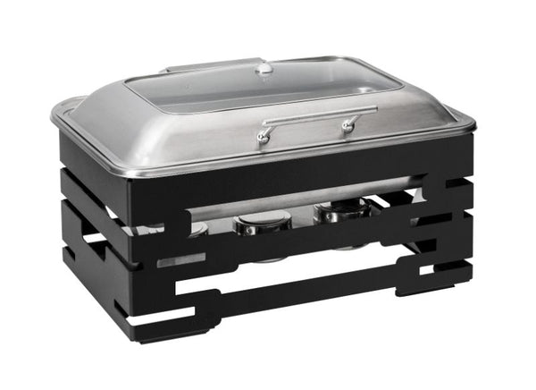 Multi-Chef™ 10” Black Chafer w/Soft Closing Lid, 3 Fuel Holders & Reversible Burner Stand, 1 EA