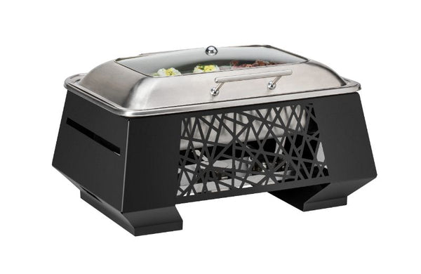 GEO Multi-Chef™ 10” Black Chafer w/Soft Closing Lid, 3 Fuel Holders & Reversible Burner Stand, 1 EA