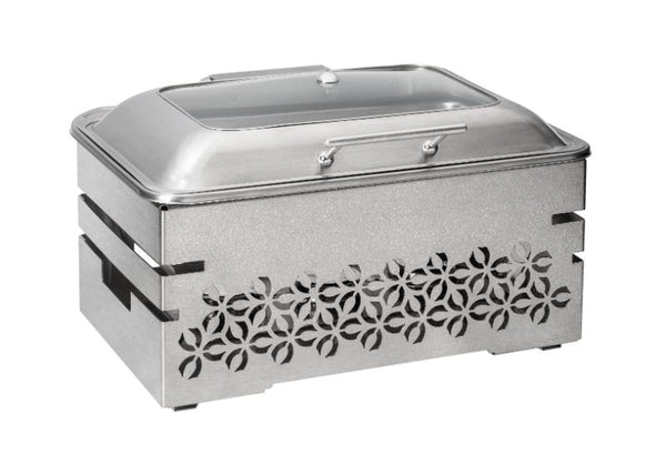 MosaicTM Multi-Chef™ 10” Stainless Steel Chafer w/Soft Closing Lid, 3 Fuel Holders & Reversible Burner Stand, 1 EA