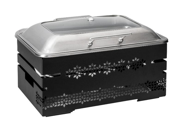 MosaicTM Multi-Chef™ 10” Black Chafer w/Soft Closing Lid, 3 Fuel Holders & Reversible Burner Stand, 1 EA