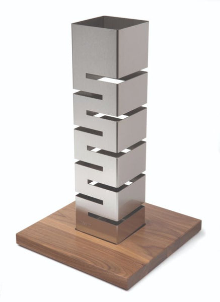 Tall Stainless Steel Multi-Level Column Riser with Walnut Base, 1 EA