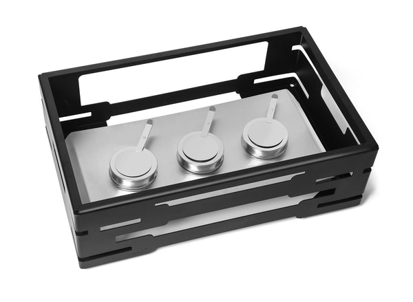 Multi-Chef™ 7" Black Matte Warmer w/ 3 Fuel Holders and Reversible Burner Stand, 1 EA