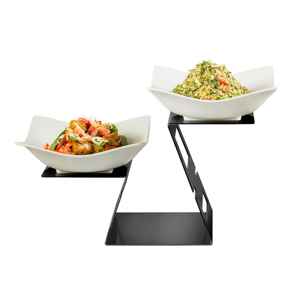 Swan Black Matte Multi-Level Riser with Two Large Square Melamine Bowls, 1 EA