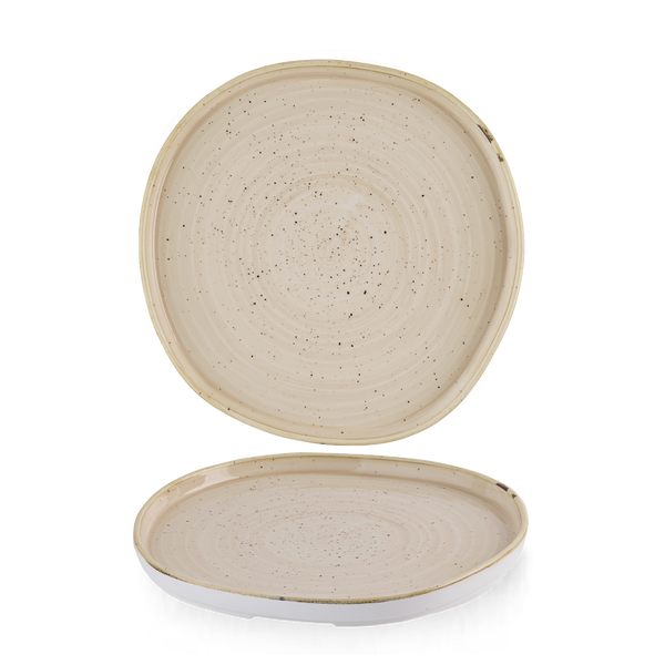 STONECAST NUTMEG CREAM ORGANIC WALLED PLATE 10 1/2" BOX 6