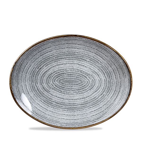 Studio Prints Stone Grey Orbit Oval Coupe Plate 12.5" Box 12