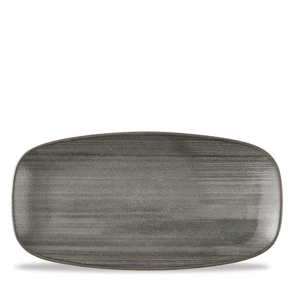 STONECAST RAW BLACK  CHEFS OBLONG PLATE 11 3/4X6" BOX 12