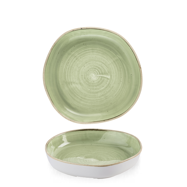 STONECAST SAGE GREEN ORGANIC WALLED BOWL 9 1/4"  BOX 6