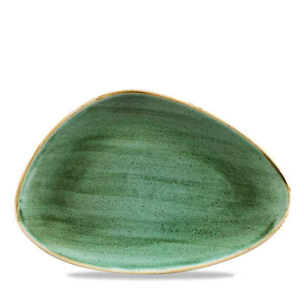 Stonecast Samphire Green Triangle Chefs Plate 12"X8" Box 6