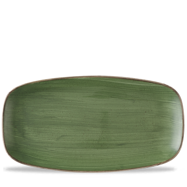 STONECAST SORREL GREEN  CHEFS OBLONG PLATE 13 7/8X7 3/8" BOX 6