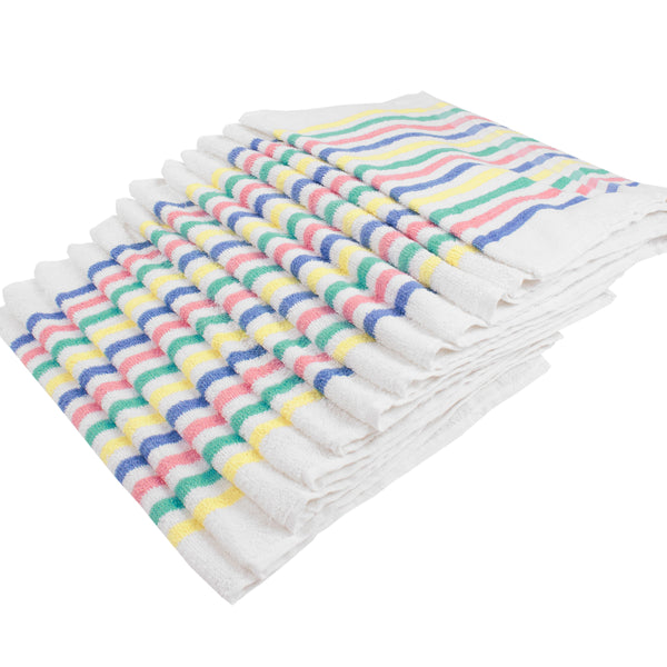 Chef Revival® Kitchen Towel, 15" x 25", 28 oz., multi-striped terry, 100% cotton (must be purchased in case quantities)