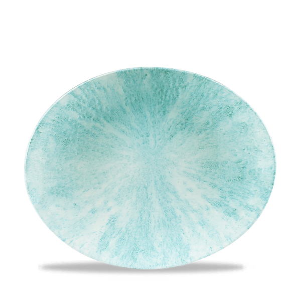 Stone Aquamarine Orbit Oval Coupe Plate 10" Box 12