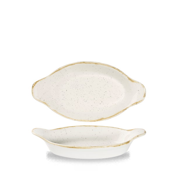 Stonecast Barley White  Intermed Oval Eared Dish 9 1/8 X 5"  Box 6