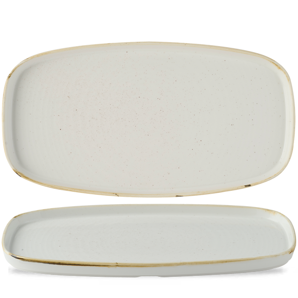 Stonecast Barley White Chefs' Walled Oblong Plate 35 x 18.5cm 13 3/4" x 7 1/4" H 2cm