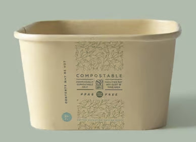 20oz Square Better Bowl, PLA Lined Bamboo Paperboard