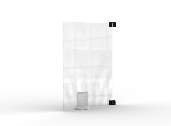 Avant Guarde 18" Semi-Clear Polycarbonate Tabletop Divider, includes Stainless Steel Bracket