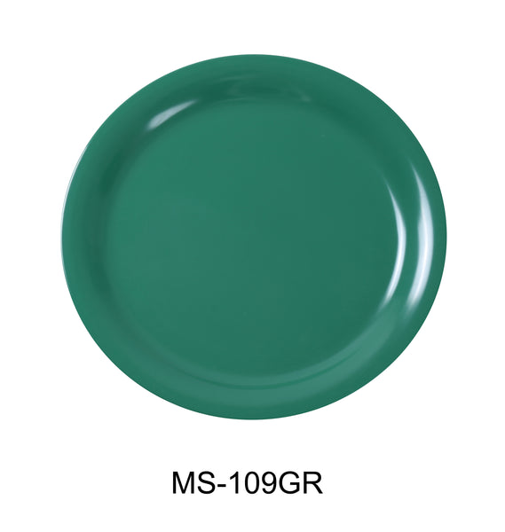 Yanco Milestone Melamine 9" NARROW RIM ROUND PLATE GREEN