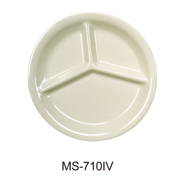 Yanco Milestone Melamine 10" 3-COMPARTMENT PLATE IVORY