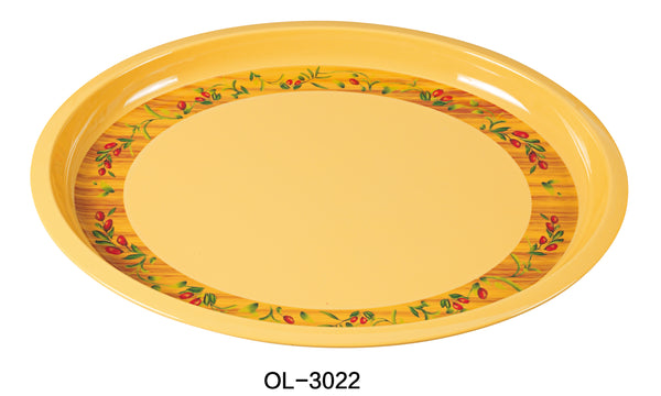 Yanco Olive Melamine 22" X 18" TURKEY PLATTER, 1 1/4" DEEP