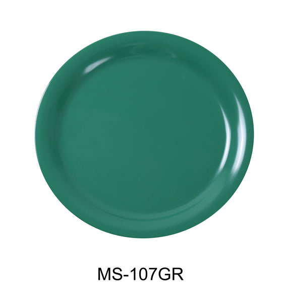 Yanco Milestone Melamine 7 1/2" NARROW RIM ROUND PLATE GREEN