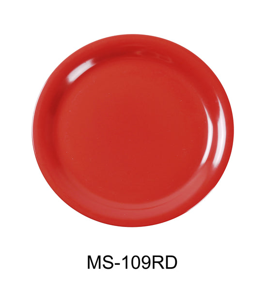 Yanco Milestone Melamine 9" NARROW RIM ROUND PLATE ORANGE RED