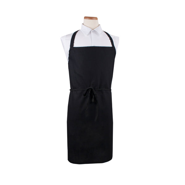 Chef Revival® Bib Apron, 36" x 34" long, 14" neckline, extra wide & long, tapered fit, cotton/poly blend, black (must be purchased in case quantities)