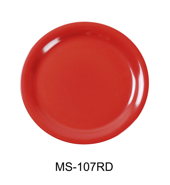 Yanco Milestone Melamine 7 1/2" NARROW RIM ROUND PLATE ORANGE RED