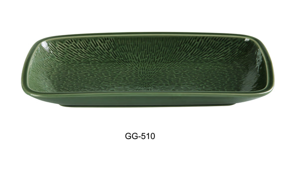 Yanco Green Gem Chinaware 10" X 5-7/8" X 1-1/4" RECTANGULAR PLATE