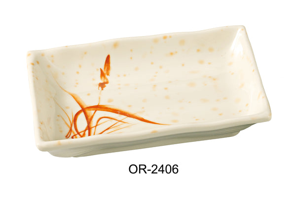 Yanco Orchis Melamine 6" x 4 1/2" RECTANGULAR PLATE GOLD ORCHIS