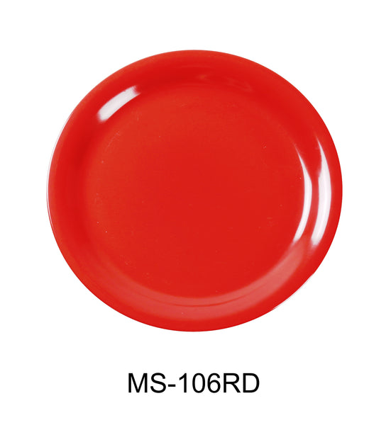 Yanco Milestone Melamine 6 1/2" NARROW RIM ROUND PLATE ORANGE RED