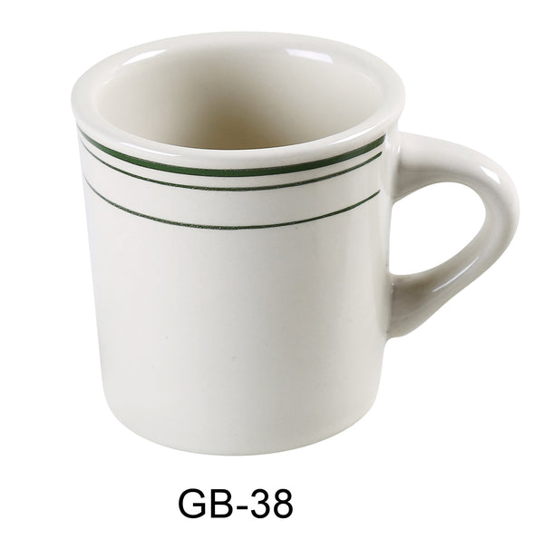 Yanco Green Band Chinaware 3 1/8" X 3"H MUG 8 OZ