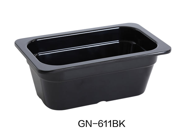 Yanco GN Pan Melamine 10.43" X 6.38" X 3.94" / 265 X 162 X 100mm PAN, GN 1/4, 1.5L BLACK