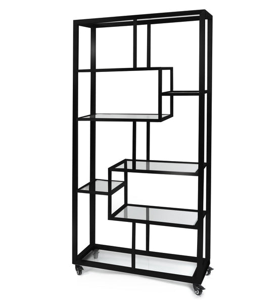 Square Mobile Back Bar Display, black finish        