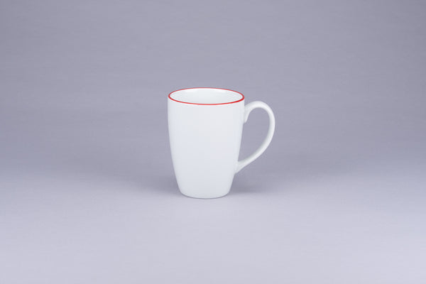 RIMZ FLORA MUG WITH RED RIM, 12.14 OZ