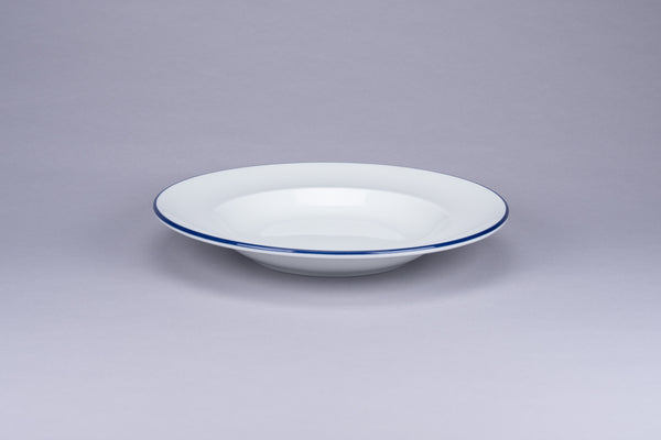 RIMZ ROUND DEEP PLATE / PASTA BOWL WITH BLUE RIM, 32.8 OZ