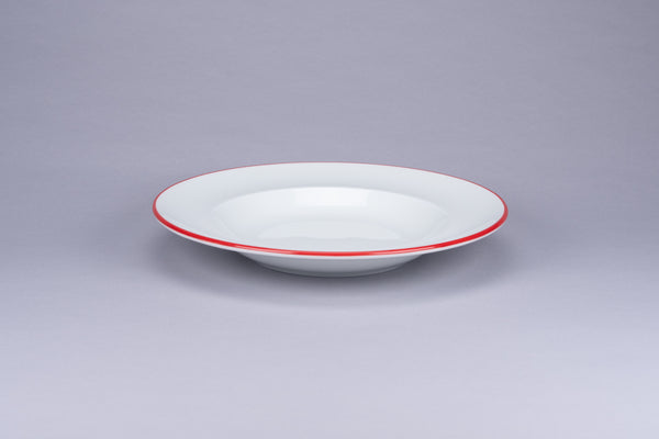 RIMZ ROUND DEEP PLATE / PASTA BOWL WITH RED RIM, 32.8 OZ