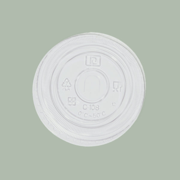 12oz–24oz Compostable Clear PLA Cold Cup Straw Lid (Flat)