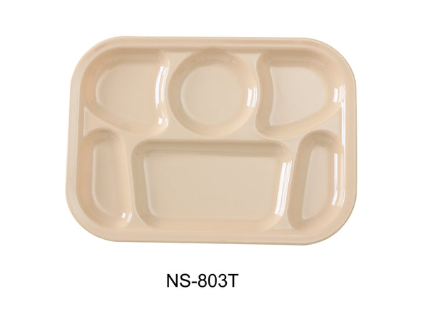 Yanco Nessico Melamine 13" X 9 1/2" 6-COMPARTMENT TAN