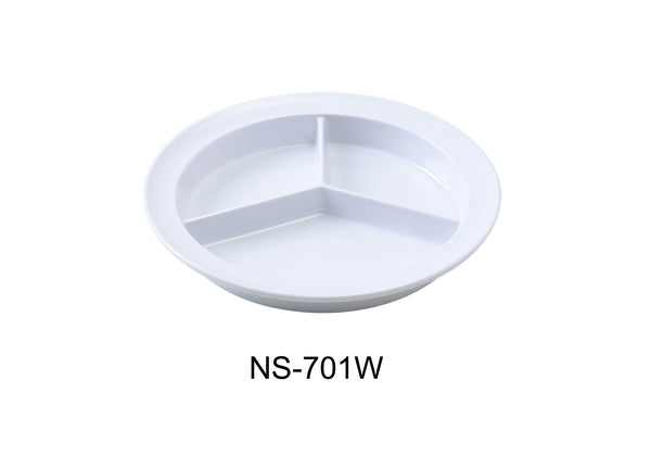 Yanco Nessico Melamine 9" DEEP COMPARTMENT PLATE WHITE