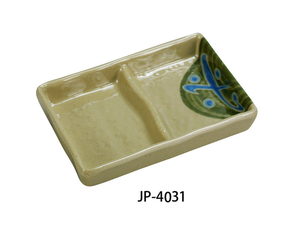 Yanco Japanese Melamine 5" X 3 1/2" DOUBLE DIVIDED SAUCE DISH, 2.5 OZ EACH